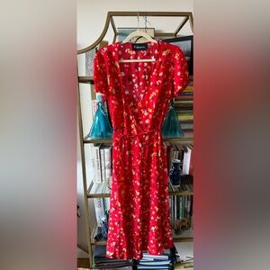 Realisation Par Teale Silk Wrap Dress, XL Rouge Fleur (red)